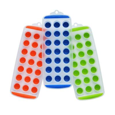 3 Pack Silicone Easy Out Fill Freeze Pop & Serve 1'' Round 21 Ice Cube Tray