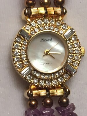 Lucoral Women’s Quartz Multi-strand Amethyst Band Crystal Accents New Battery Lucoral Geniune Quartz Watch Multistrand Violet Band CZ  main image 4