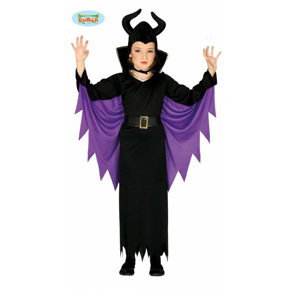 COSTUME MALEFICENT CARNEVALE VESTITO BAMBINA MALEFICA STREGA NERA HALLOWEEN