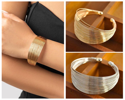 Armreif Statement Armband breiter Draht minimalistisch gold silber mehrlagig groß