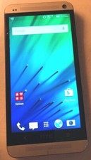  BROKEN HTC One M7 32GB Silver Verizon Good Used Cracked Glass