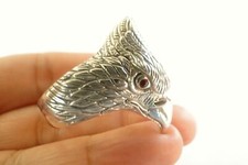 Eagle Red Garnet Eyes 925 Sterling Silver Ring Size 9.75 10.75 11.25