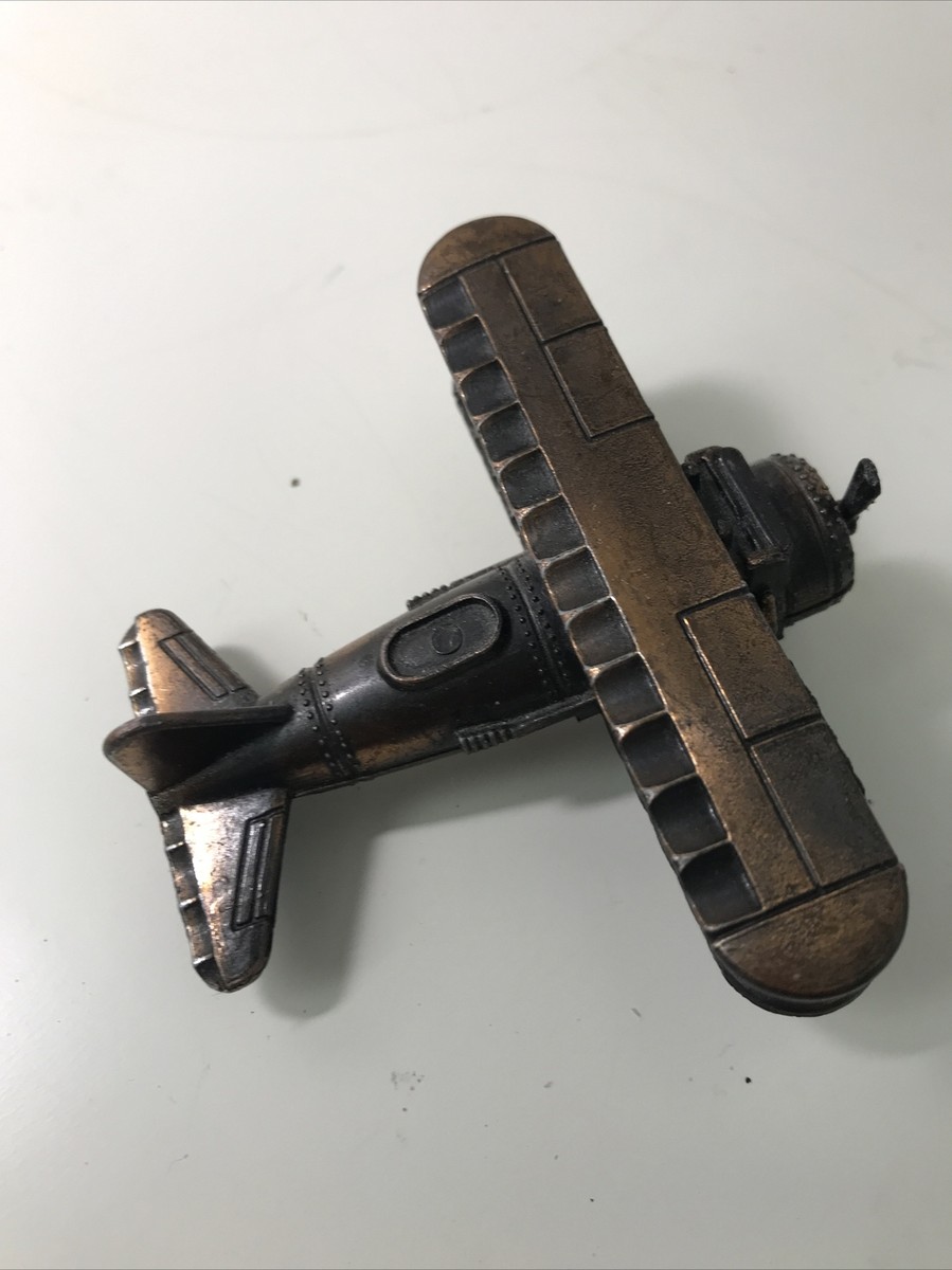 Vintage Bi-Plane Die Cast Metal Pencil Sharpener - Collectible Desktop Toy & Functional Office Accessory