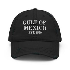 Gulf of Mexico est. 1550 hat, Embroidered Gulf of Mexico Distressed Hat, beach