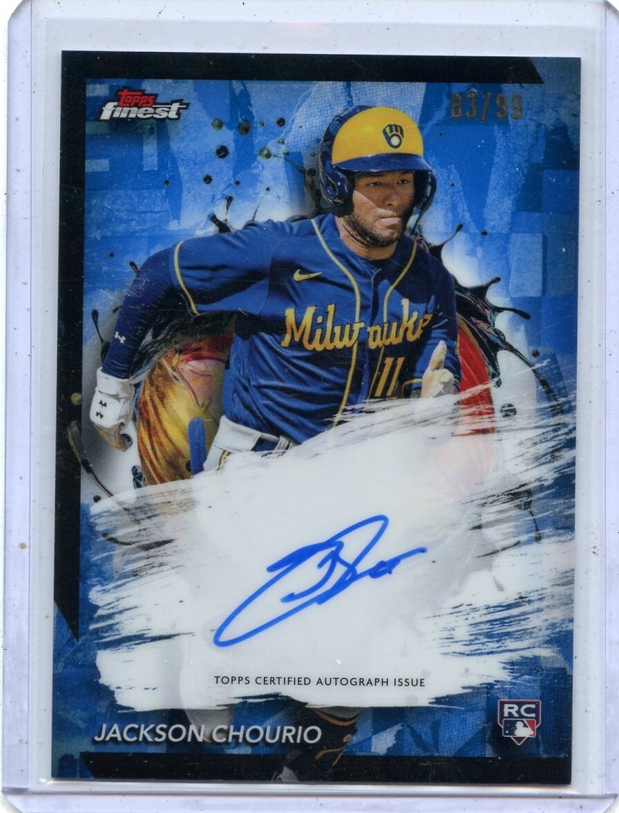 2024 TOPPS FINEST #FA-JC JACKSON CHOURIO AUTOGRAPH "BLUE REFRACTOR" RC #83/99