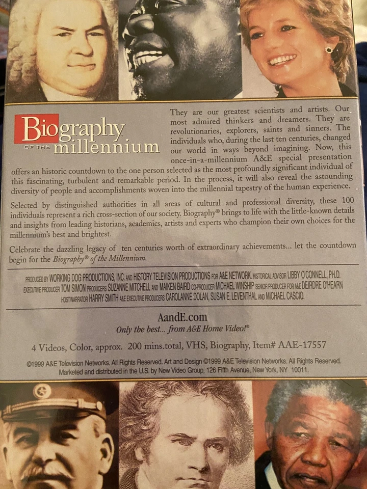 A&E биография тысячелетия, 100 человек 100 лет, 4 кассеты VHS набор - новый - Изображение 4 из 4