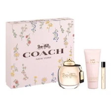 COACH NEW YORK 3 PC WOMEN GIFT SET - 3 OZ EDP + 3.4 OZ BODY LOTION + 0.25 OZ EDP