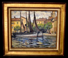 Painting the Trawlers Martigues Signed Ferdinand Olivier (1873-1957)