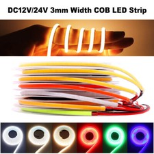 5m COB LED Strip 3mm Width 400LED/m Flexible High Bright Tape Light Indoor Decor