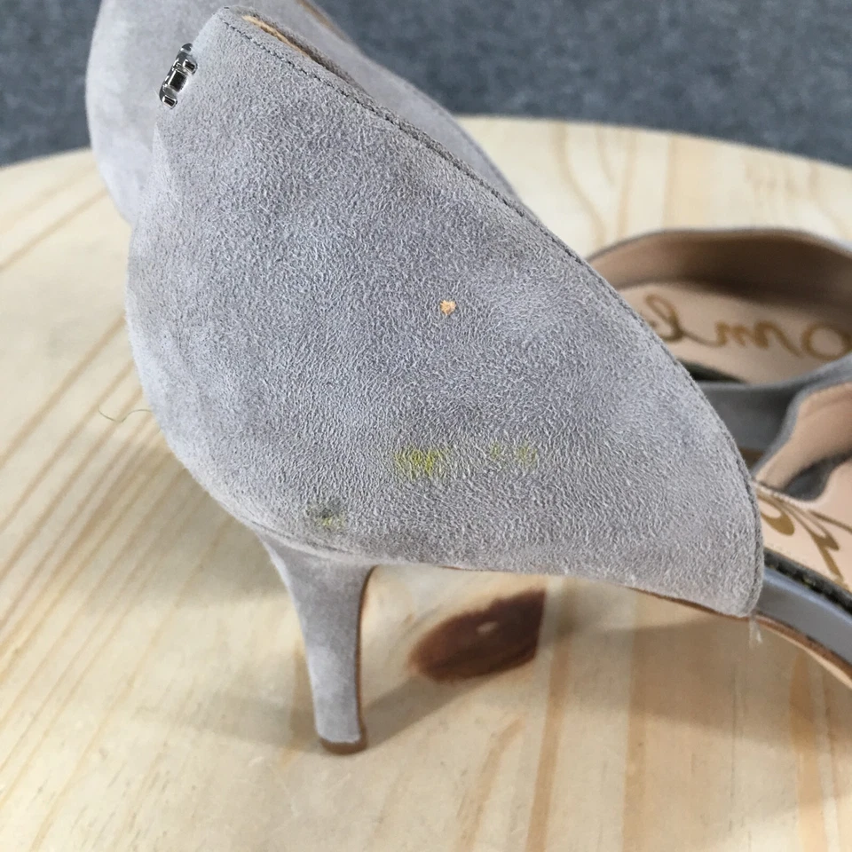 Sam Edelman Sandals Womens 10.5 M D'orsay Gray Leather Pointed Toe Stiletto Heel - Image 4 of 4