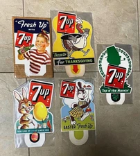 1950'S 7-UP CASE TOPPERS  SET OF 5  GREAT CONDITION VINTAGE