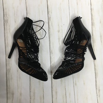 Zara Trafaluc Womens Size 40 US Size Black Strappy Caged Stiletto Heels 