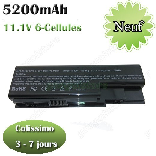 Batterie pour Acer Aspire 7720 et 7730G de 4400mAh en noir