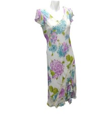 Jonathan Martin Studio Fairy Flutter Sleeve Maxi Dress Womens 8 Colorful Flowers