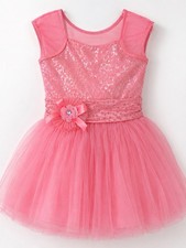 Weissman Girls Pink Sequin Dance Dress Tulle Skirt Short Sleeve Size IC