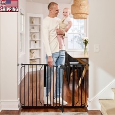 Extra Wide Baby Safety Gate Adjustable Walk-Through Metal Child Gate 30in Tall