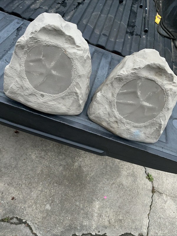 Rock Outdoor Speaker Pair 200W Weather Resistant HiFi Sandstone Brown Wired