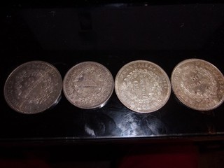 Lot de pièces anciennes arg dont 50 Francs et 10 Francs Hercule en Argent massif