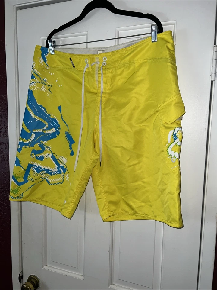 Pantalones Cortos Fox Racing Para Hombre 38 Amarillo Bañador Playa Cordón Informal Surf Foto 2 de 4