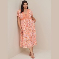 Torrid Lace Up Tea Length Crinkle Gauze Dress Size 2X