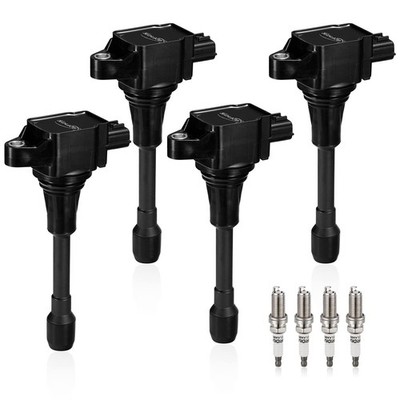 4x Ignition Coil & Iridium Spark Plug Set For 2013-2019 Nissan Sentra 1.8L UF549