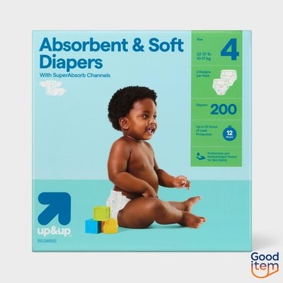 Disposable Diapers - Size 4 - 200ct - up&up : Absorption Channels