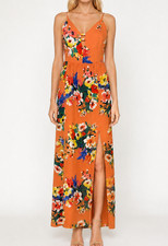Express Peach Floral Side Slit Maxi Dress NWT - Size XS