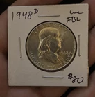 1948-D Franklin Half Dollar 50C Uncirculated FBL 90% Silver Denver Mint