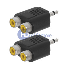 2x Dual 2-RCA Female Jacks to 3.5mm Mono Male Y Splitter Audio Cable Adapter