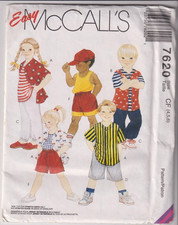 7620 McCALLS - SHIRT TANK PANTS SHORTS  HAT - UNISEX KIDS Size 4/5/6