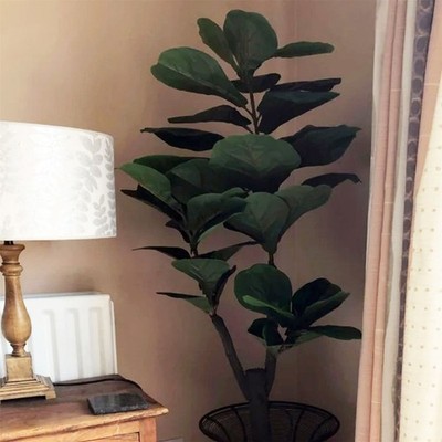 Künstlicher Geigenblatt Feigenbaum 120 cm grün realistisch Kunststoff im Topf Indoor hoch