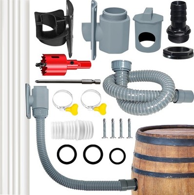 Rain Barrel Diverter Kit, Rainwater Collection System with Adjustable Valve 