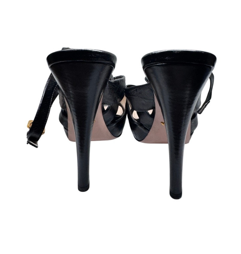 SAINT LAURENT SCARPE ELEGANTI PRADA ANTICHE MORBIDE NERE PLATEAU INCROCIATE INCROCIATE TAGLIA 41 10 5