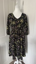 Billie & Blossom by Dorothy Perkins Floral Midi Dress UK14 | Black Tie Waist Tea