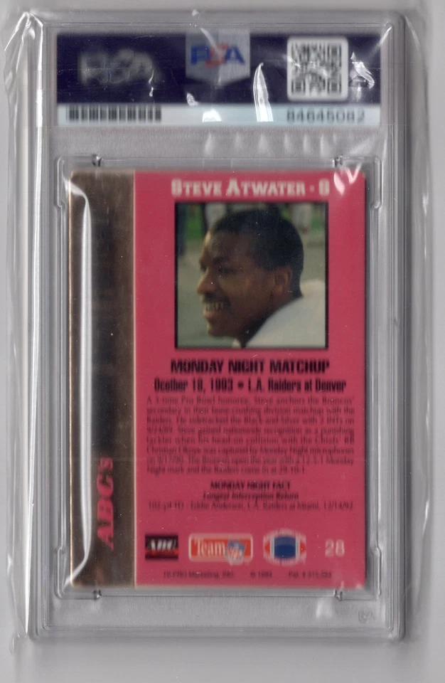 Steve Atwater Signed 1993 Action Packed #28 PSA Authenticated Auto - Image 2 of 2