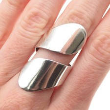 925 Sterling Silver Vintage Mexico Modernist Adjustable Ring Size 7.25