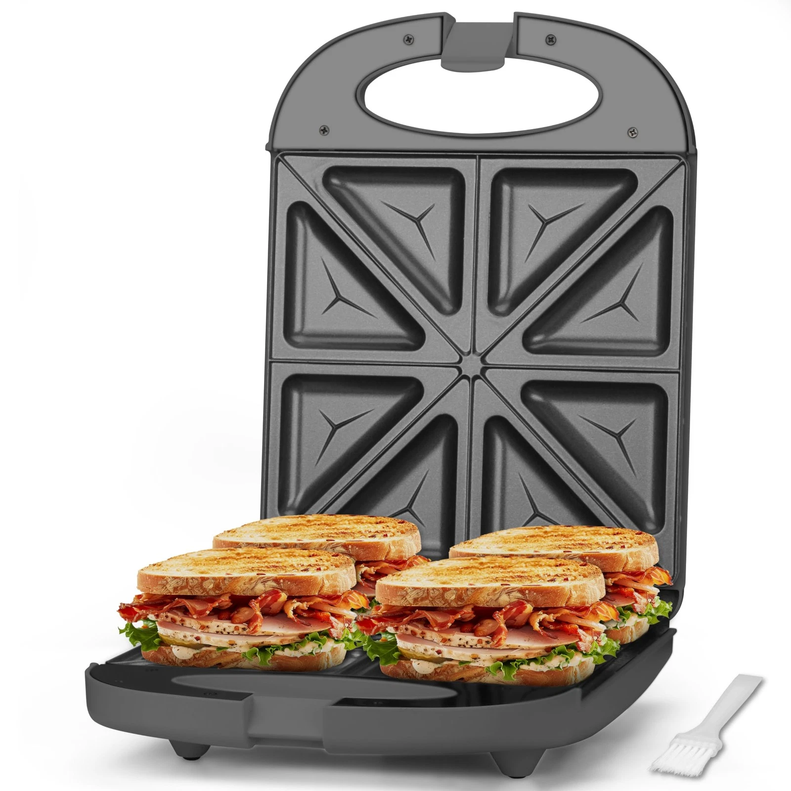 Baker’s Friend Breakfast Sandwich Maker, 4 Slices of Panini Grill Press Sandw...