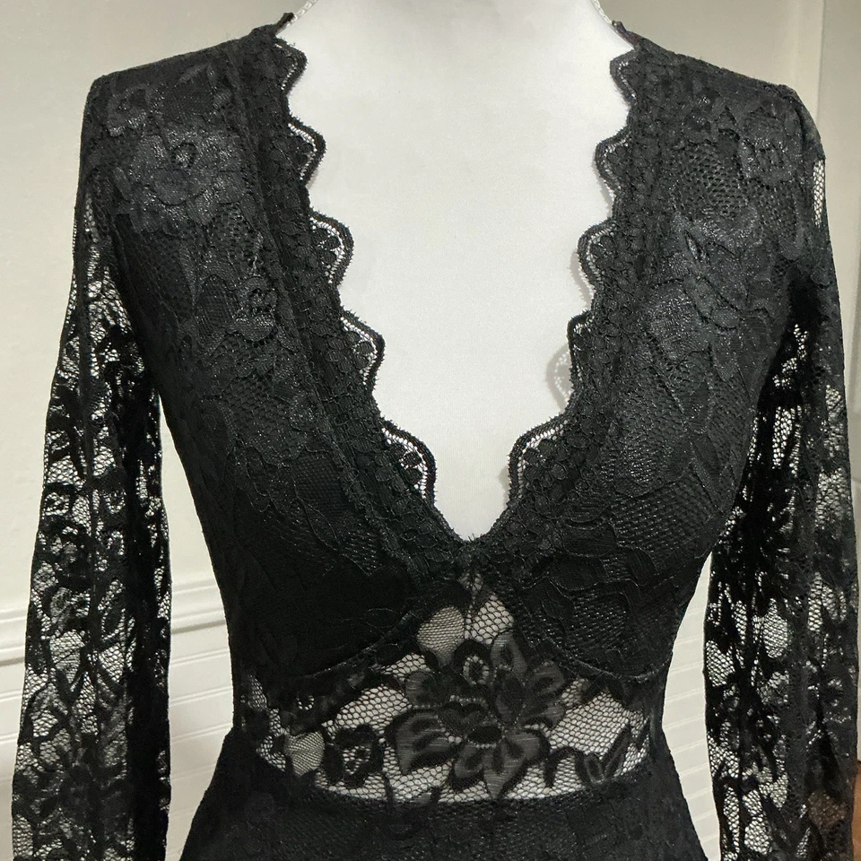 Vestido Midi Y2K Negro Encaje Vamp Queen XXS - Gótico Crepúsculo Belle Elegancia Foto 2 de 4