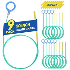50 Inch Snake Drain Hair Removal Tool 9 PCS Metal with Nylon Coating Drains