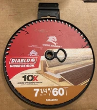 7-¼ 60 Tooth Ultimate Finish Wood Demon Carbide Saw Blade Diablo Tools D0760UXR
