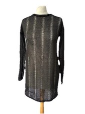 Prettylittlething Black Jumper Dress Size 10 Sheer Long Sleeve Short NEW Women’s