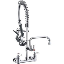Heavy-Duty Polished Chrome Kitchen Faucet - 25 Inch Wall Mount with 12" Spout