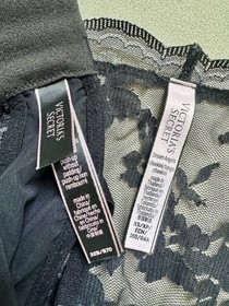 EUC ✨ Victoria&rsquo;s Secret 32B XS Dream Angels Set Push Up Black Bling Lace Sequin