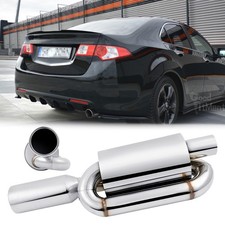 2.5 In 4 Out Twin Loop Exhaust Resonator Muffler Chrome For Honda Accord 2.4l 2.5 In 4 Out Twin Loop Exhaust Resonator Muffler Chrome For Honda Accord 2.4l