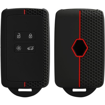 Renault Key Case TPU Silicone Dacia Car Key Cover 4 Buttons Black Red Pack of 2
