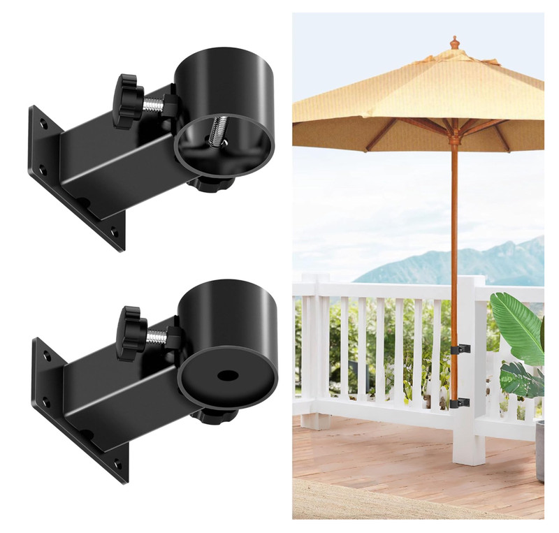 Patio Umbrella Holder Heavy Duty Adjustable Metal Fits 4 inch railing columns