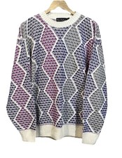 Vintage 90s New Yorker Multicolor 3D Textured Cosby Cotton Sweater USA Made