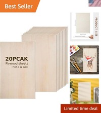 20 Pack Basswood Plywood Sheets 12x8 Inches - Ideal for Arts and Crafts Projects