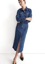 Madewell Denim Midi Shirtdress Size 2 Glissan Wash Heavyweight Cotton Dress NWOT