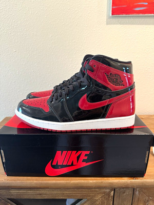 Nike Air Jordan 1 Retro High OG Patent Bred High Top Black/Red 2021 Size 11